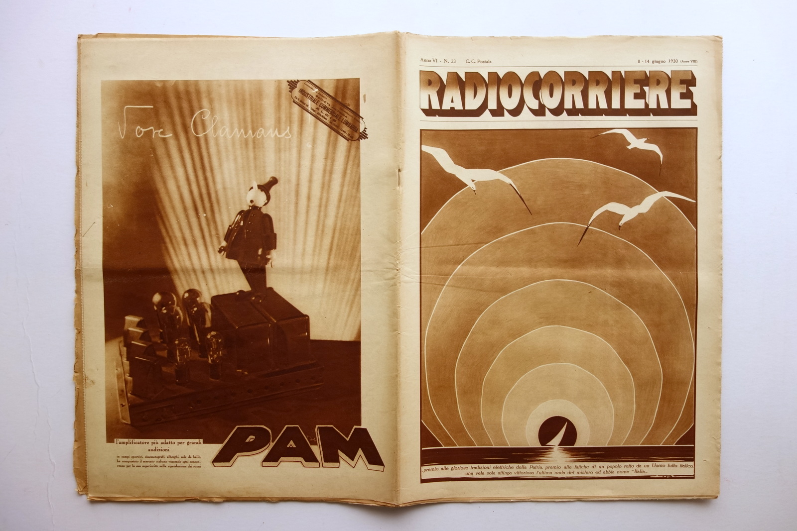 Radiocorriere e Radiorario EIAR Settimanale Anno VI N. 23 1930 …