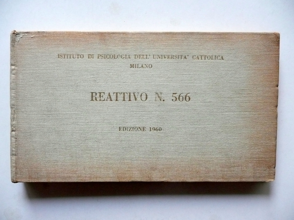 Reattivo Numero 566 Ed. 1960 Istituto di Psicologia Universit‡ Cattolica …