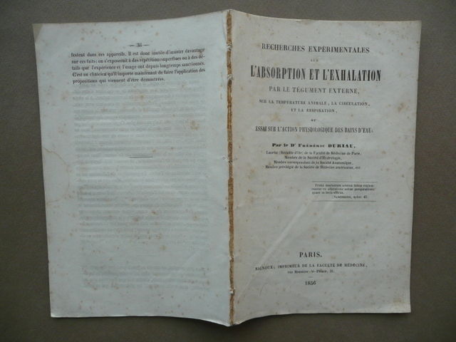Recherches Experimentales Absorption Exhalation Tegument Externe Medicina 1856