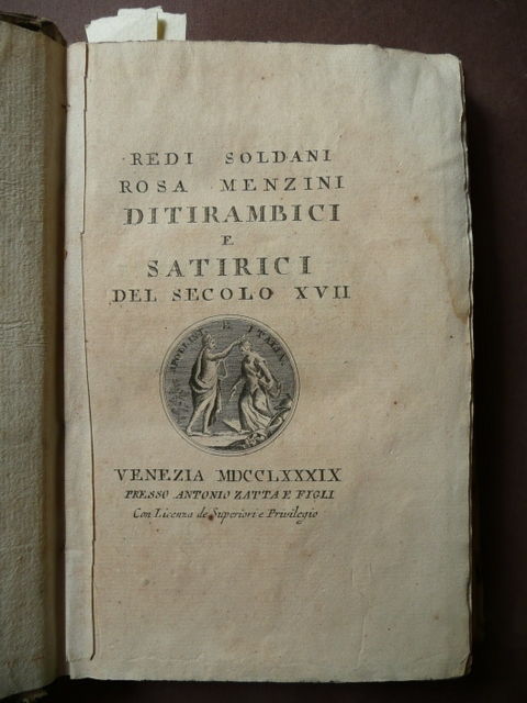 Redi Soldani Rosa Menzini Ditirambcii Satirici secolo XVII Zatta 1789 …