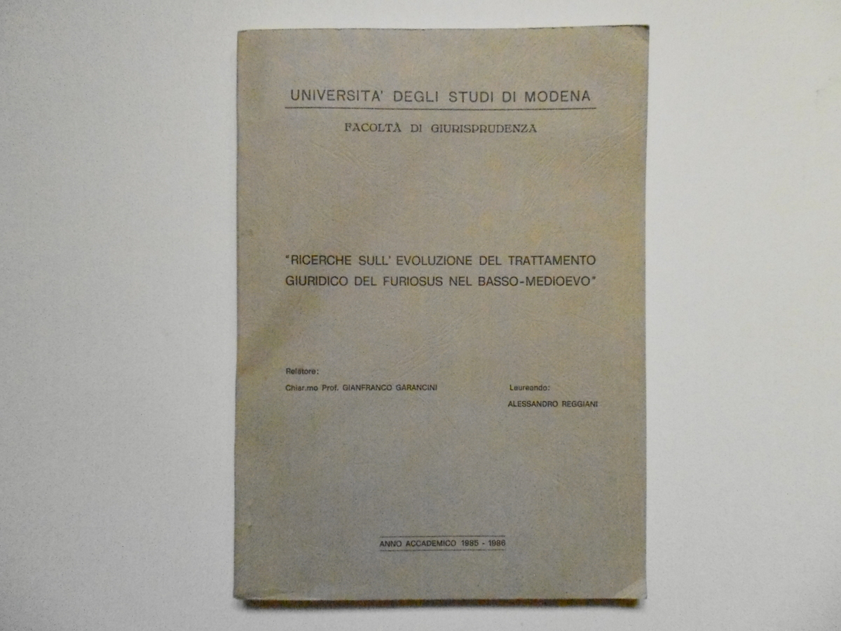 Reggiani Alessandro Ricerche sull' Evoluzione del Trattamento Giuridico 1986