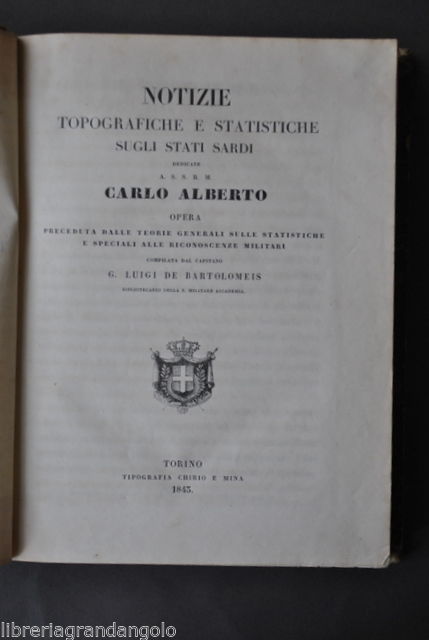 Regno Sardegna Carlo Alberto Notizie Topografiche Topografia Terraferma 1843
