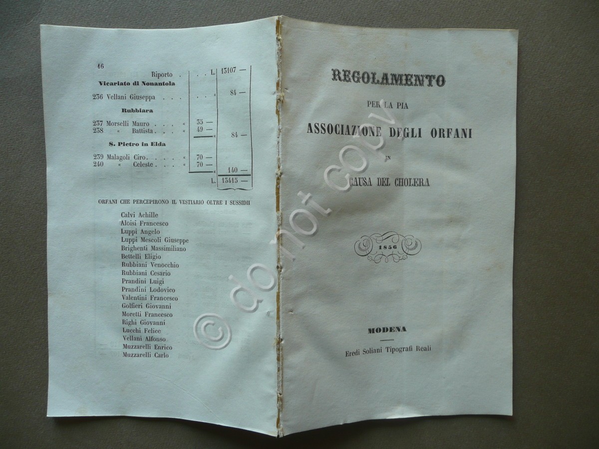 Regolamento Per La Pia Associazione Degli Orfani In Causa Del …