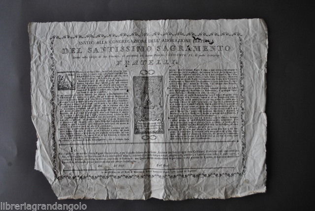 Religione Adorazione Perpetua Sagramento Sacramento S. Vincenzo Modena 1700