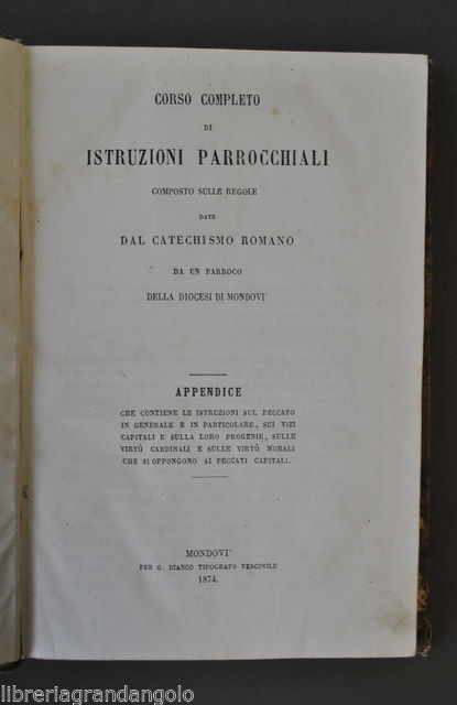 Religione Biblioteca Predicabile Istituzioni Parrocchiali Diocesi MondovÏ 1874