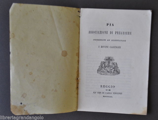 Religione Cattolica Associazione di Preghiere Allontanare Castighi Peccato 1853