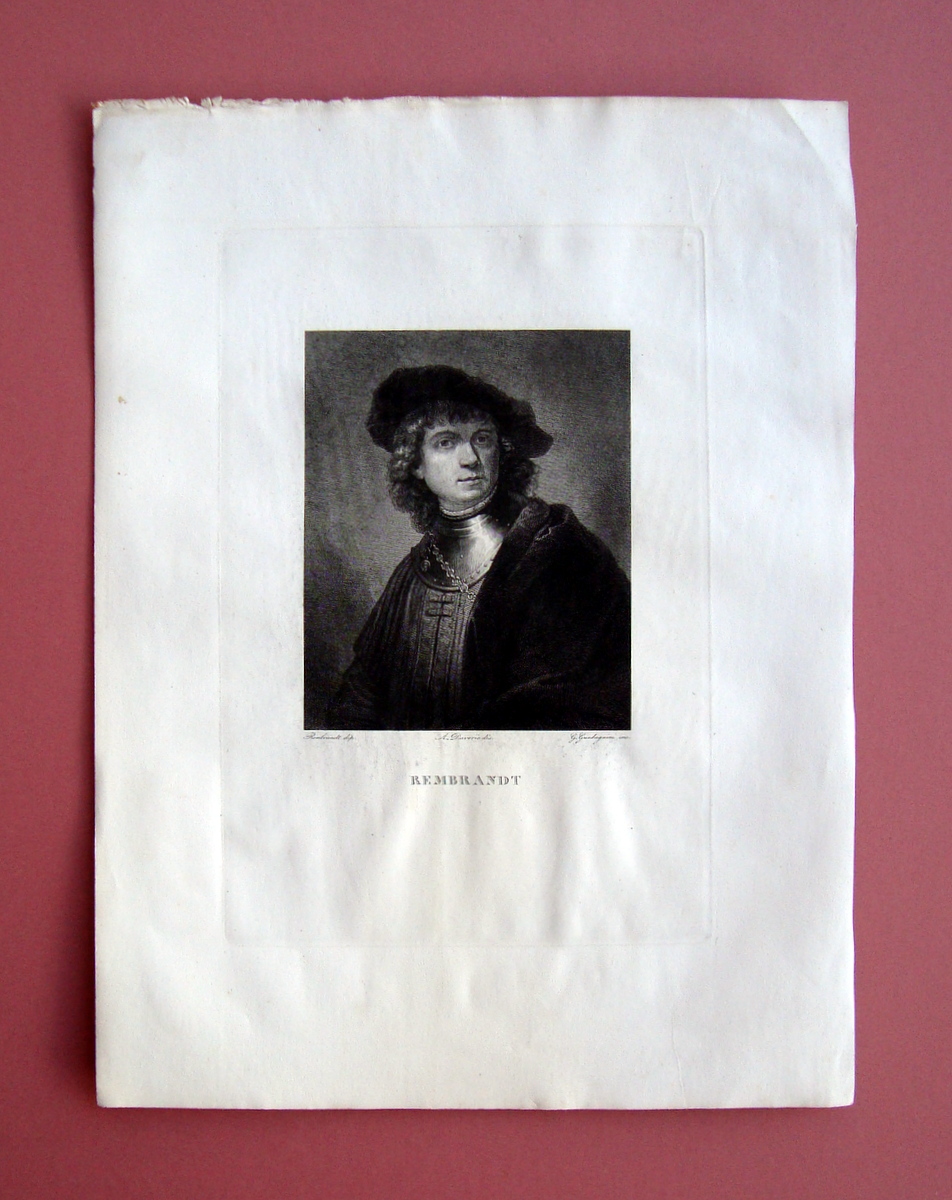 Rembrandt Incisione rame Galleria Pitti Firenze 1842 Rembrandt dip Daverio