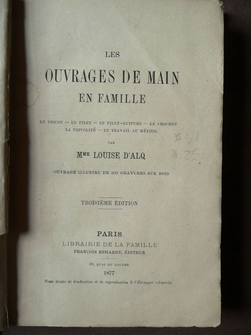 Ricamo Tricot Filet Manuale 1877 D'Alq Incisioni Ouvrages main Croquet …