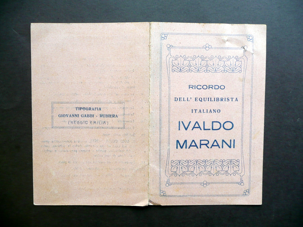 Ricordo dell'Equilibrista Italiano Ivaldo Marani Elenco Esercizi Gabbi Rubiera