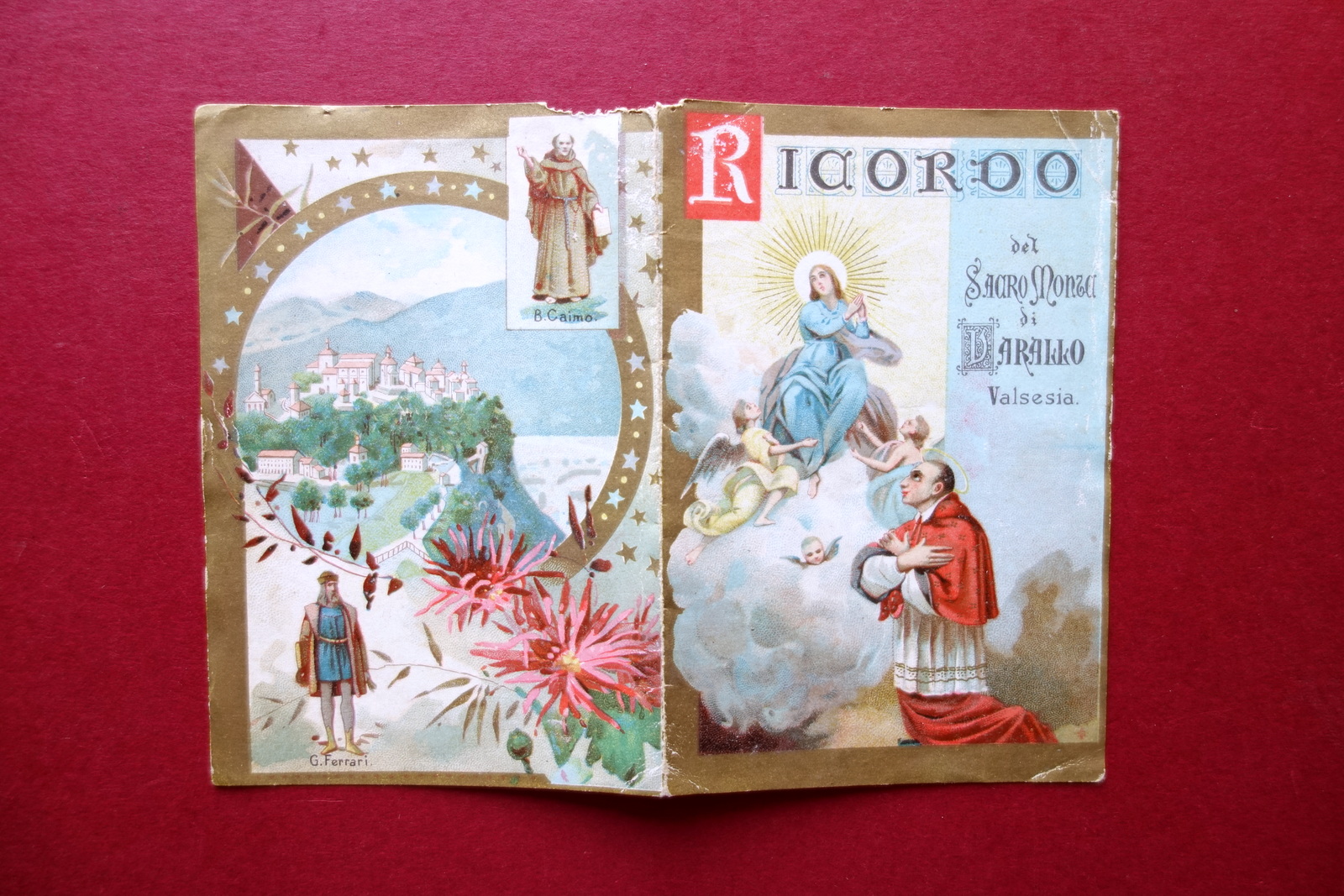 Ricordo Sacro Monte di Varallo Valsesia Cromolitografia Grafica Primo '900