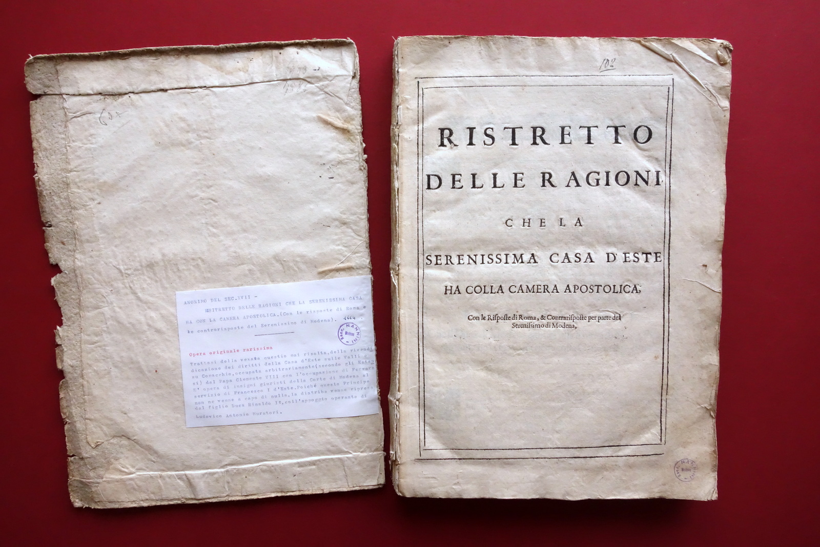 Ristretto delle Ragioni che la Casa d'Este ha colla Camera …