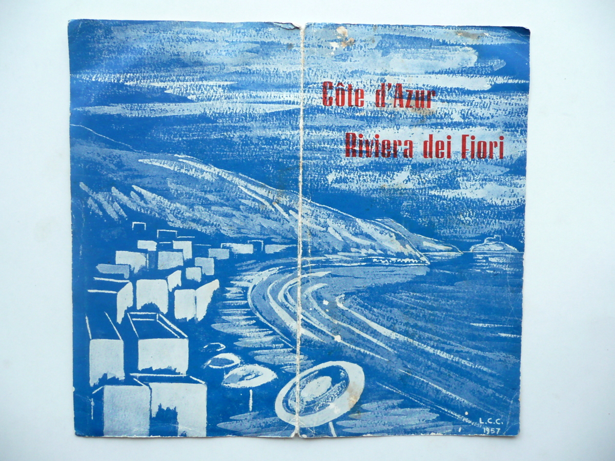 Riviera dei Fiori Cote d'Azur Carta Pieghevole Fisarmonica 1957 L. …