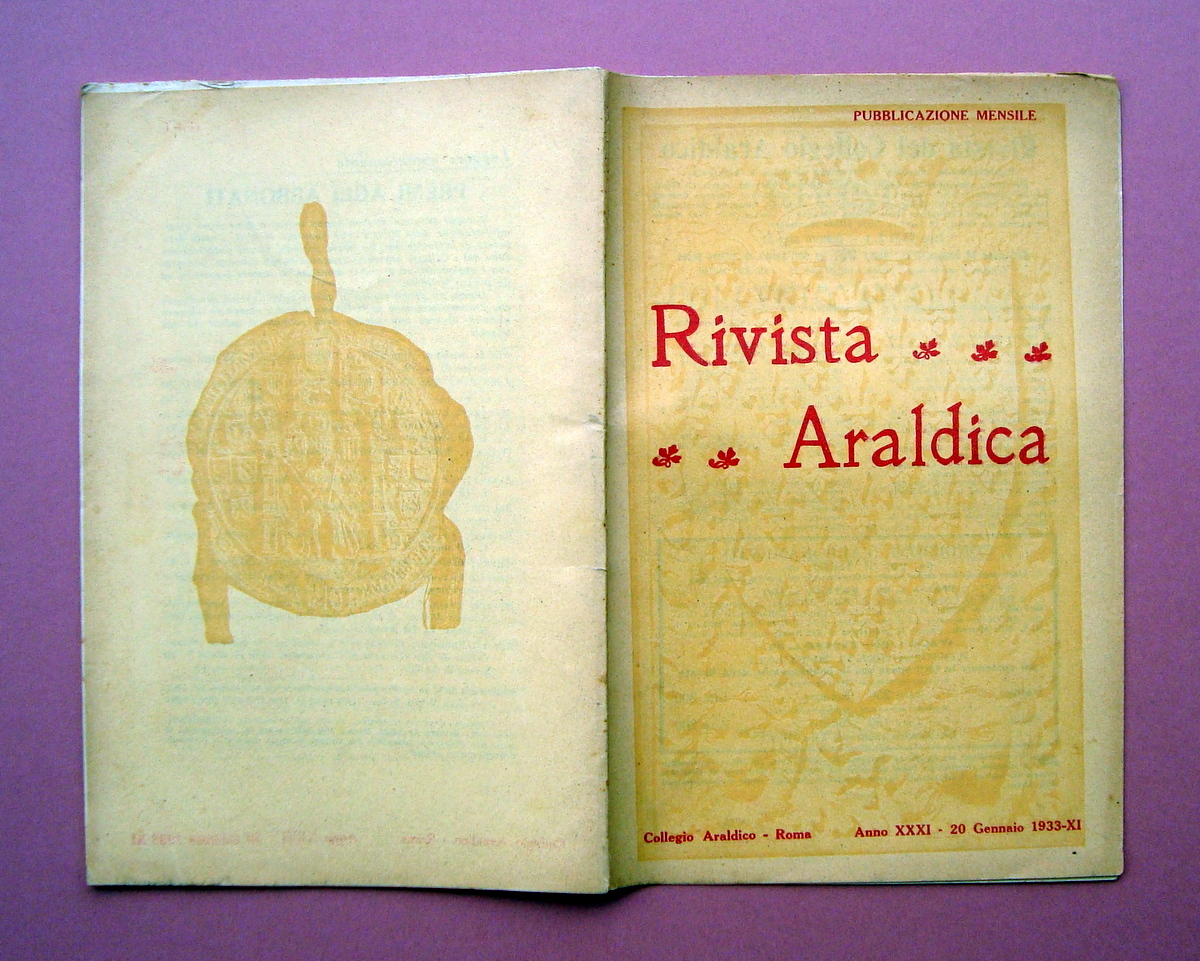 Rivista Araldica Anno XXXI 20 Gennaio 1933 Trani Modica Carafa …