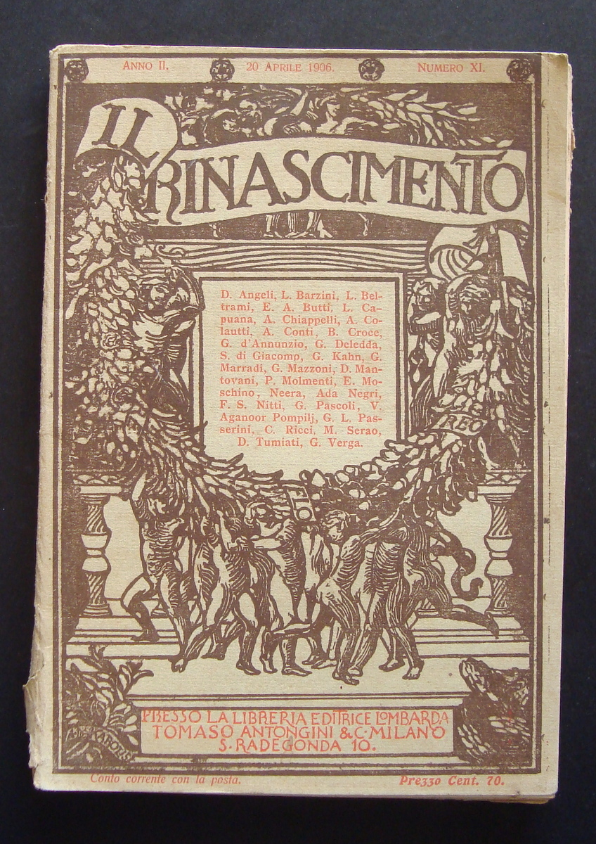 RIVISTA IL RINASCIMENTO ANNO II 1906 N XI CROCE D'ANNUNZIO …