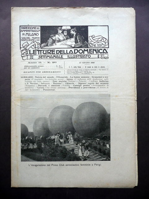 Rivista Letture Domenica Club Areonautico Femminile Solferino San Martino 1909