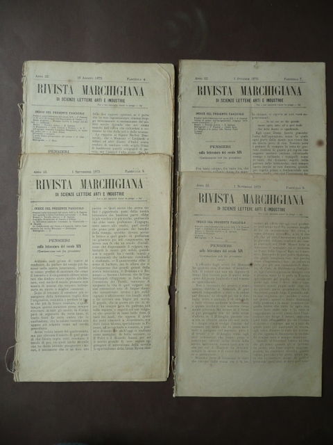 Rivista Marchigiana 1873 Chiaravalle Ancona Societ‡ Mutuo Soccorso Storia locale