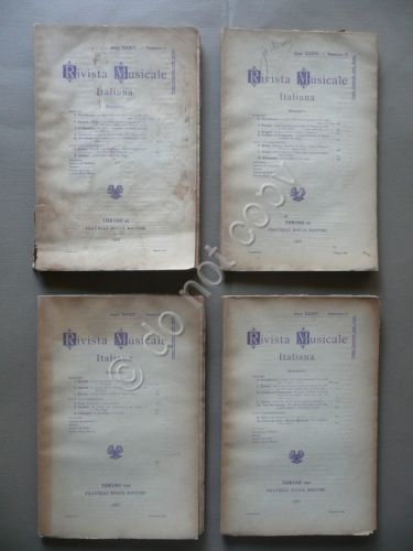 Rivista Musicale Italiana Anno XXIV 4 Fascicoli Anno Completo 1927 …
