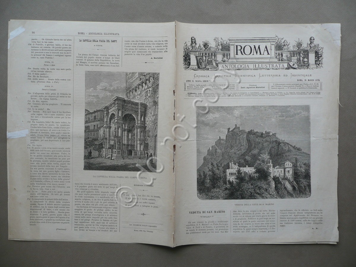 Roma Antologia Illustrata Veduta Citt‡ San Marino Incisioni 1879 Anno …