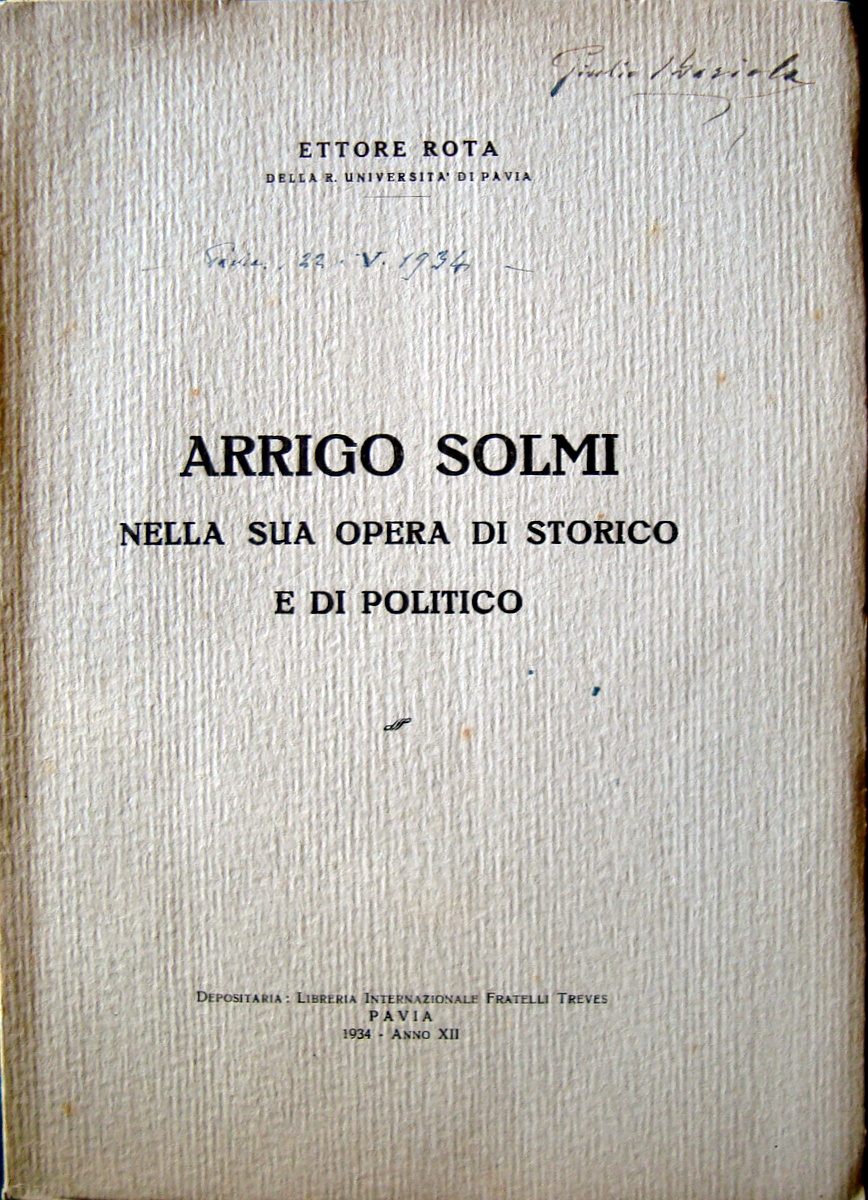 ROTA ARRIGO SOLMI NELLA SUA OPERA DI STORICO E DI …