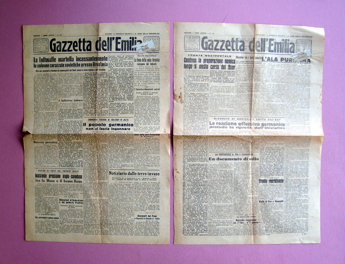 RSI 2 numeri Gazzetta dell'Emilia n 108-109 14-15 febbraio 1945