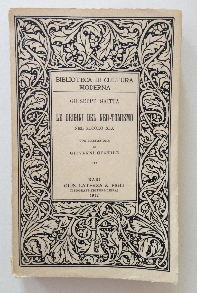 Saitta Le Origini del Neo Tomismo nel Secolo XIX Prefazione …