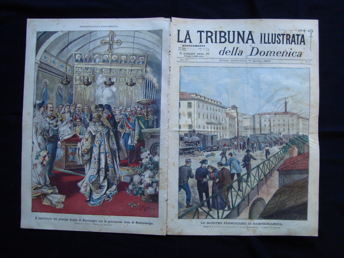 Sampierdarena scontro ferroviario Danilo Montenegro TRIBUNA ILLUSTRATA 1899