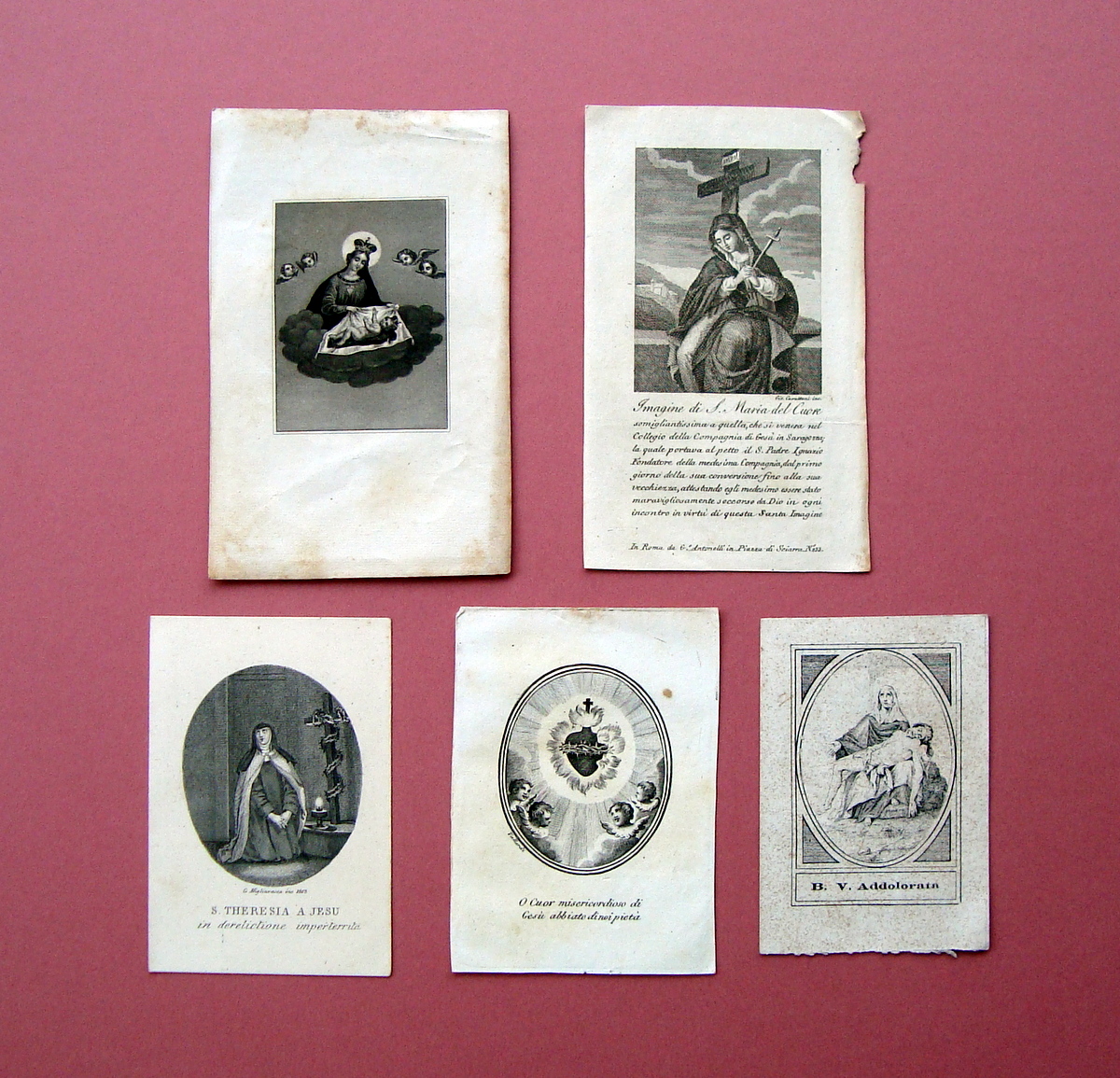 Santini 5 incisioni ' 800 Maria B.V Addolorata S.Teresa SMaria …