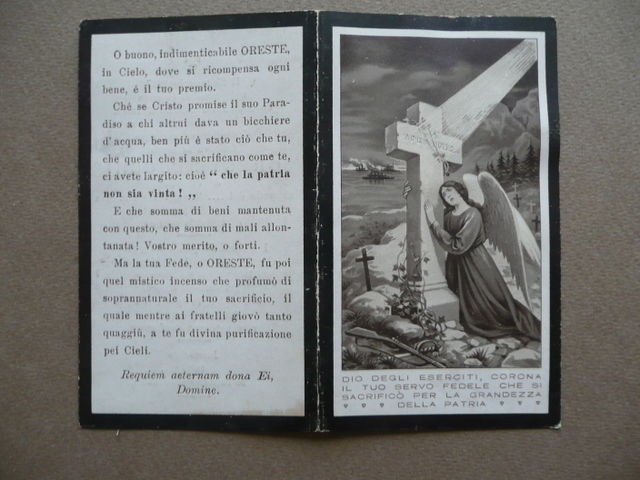 Santino Funebre Caporale Oreste Lucchi Morto Proiettile Gorizia 25 Maggio …