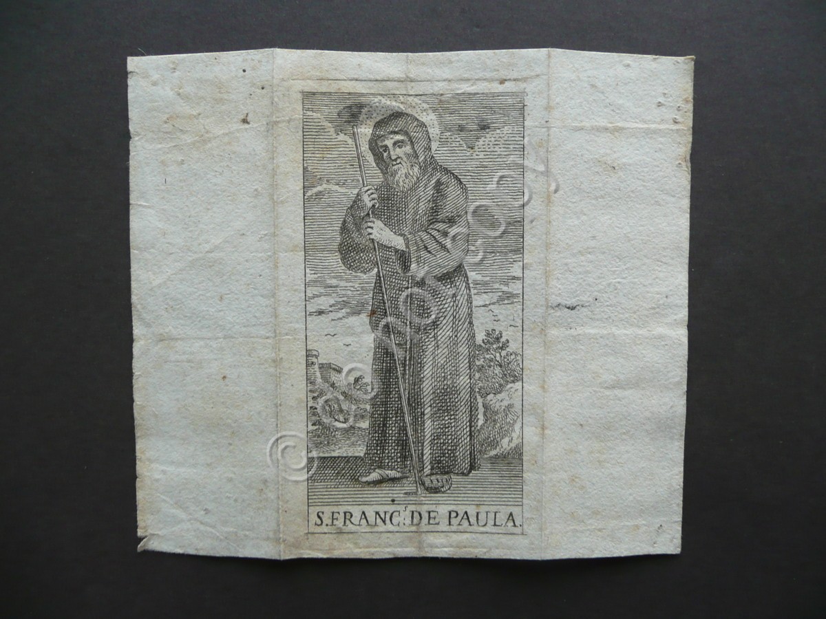 Santino Incisione San Francisco De Paula Primo Ottocento Religione Fede