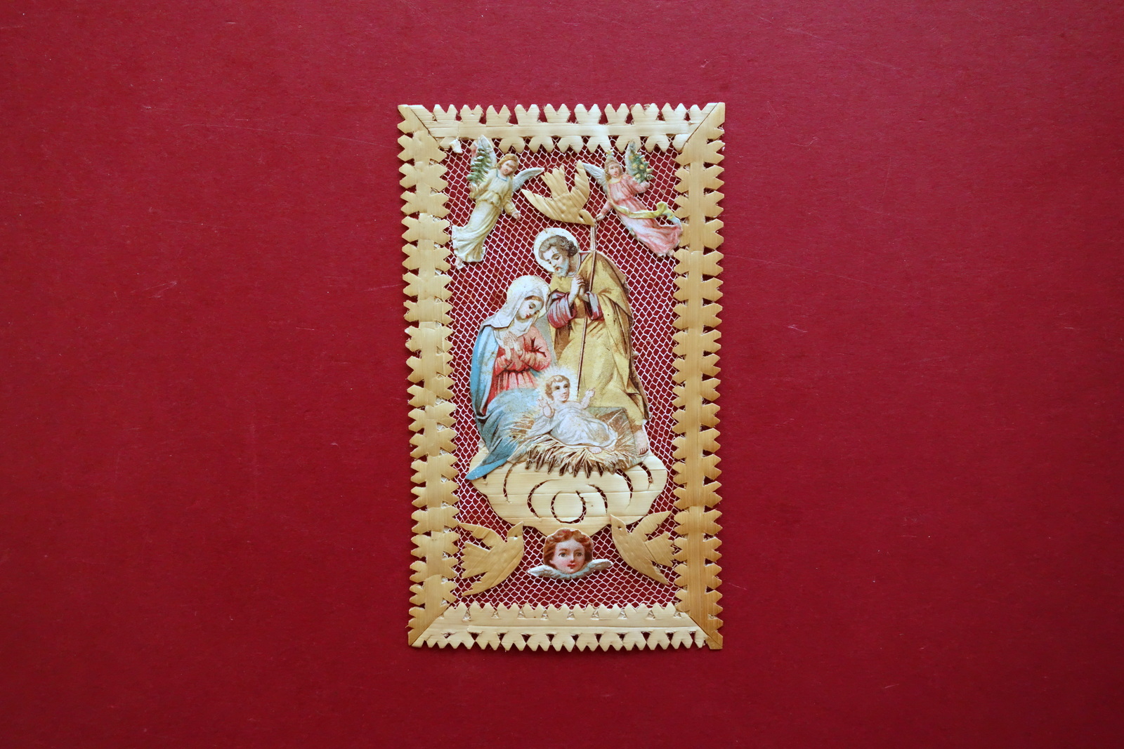 Santino Traforato Nativit‡ di Ges˘ Traforato Artigianale Primo '900