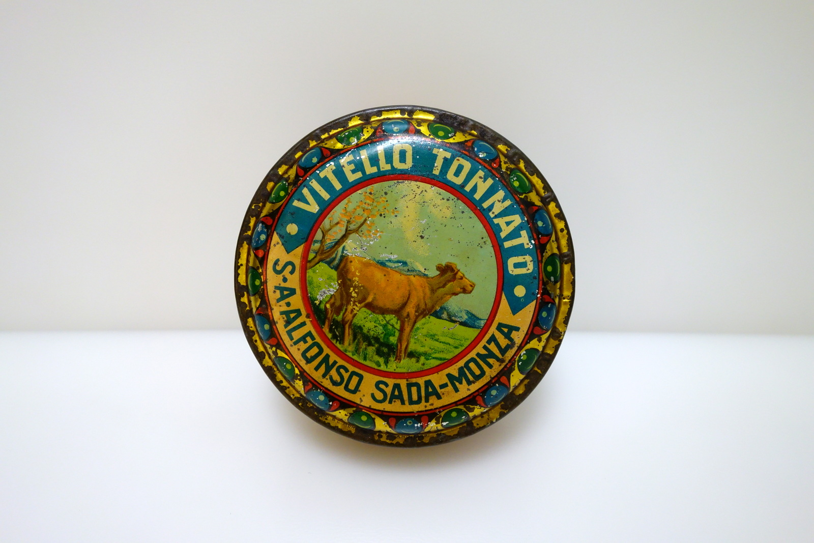 Scatola di Latta Cromolitografica S.A. Alfonso Sada Monza Vitello Tonnato …