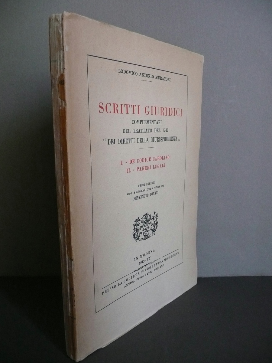 Scritti Giuridici Complementari Dei Difetti della Giursprudenza Muratori 1942