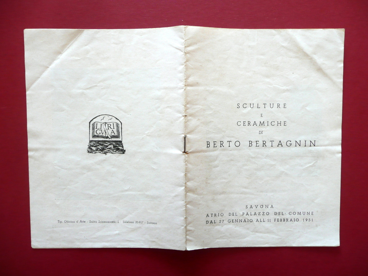Sculture Ceramiche di Berto Bertagnin Catalogo Tullio d'Albissola Savona 1951