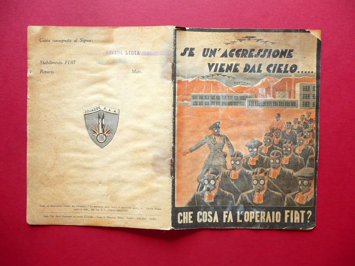Se un'Aggressione Viene dal Cielo Operaio FIAT Libretto Aggressione Aerea …