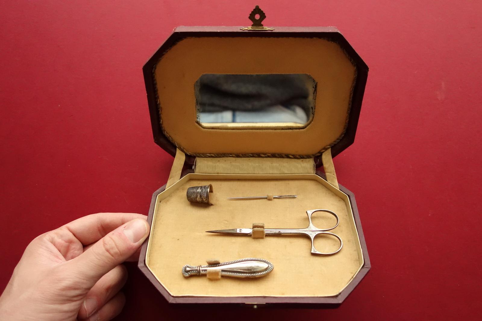 Servizio da Cucito in Argento Ditale Porta Aghi Forbici Ago …