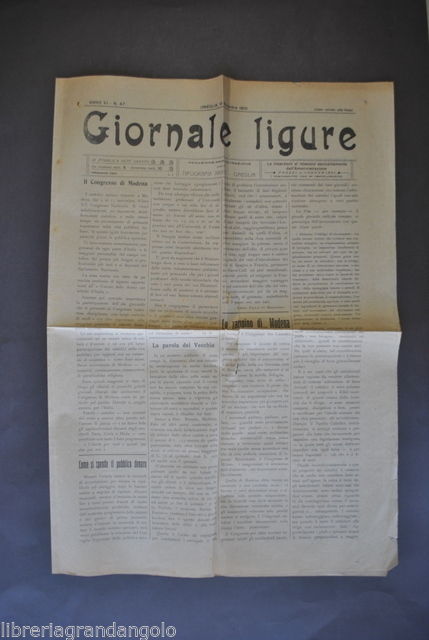 Settimanale Liguria Giornale Ligure Oneglia Congresso Cattolici Modena 1910
