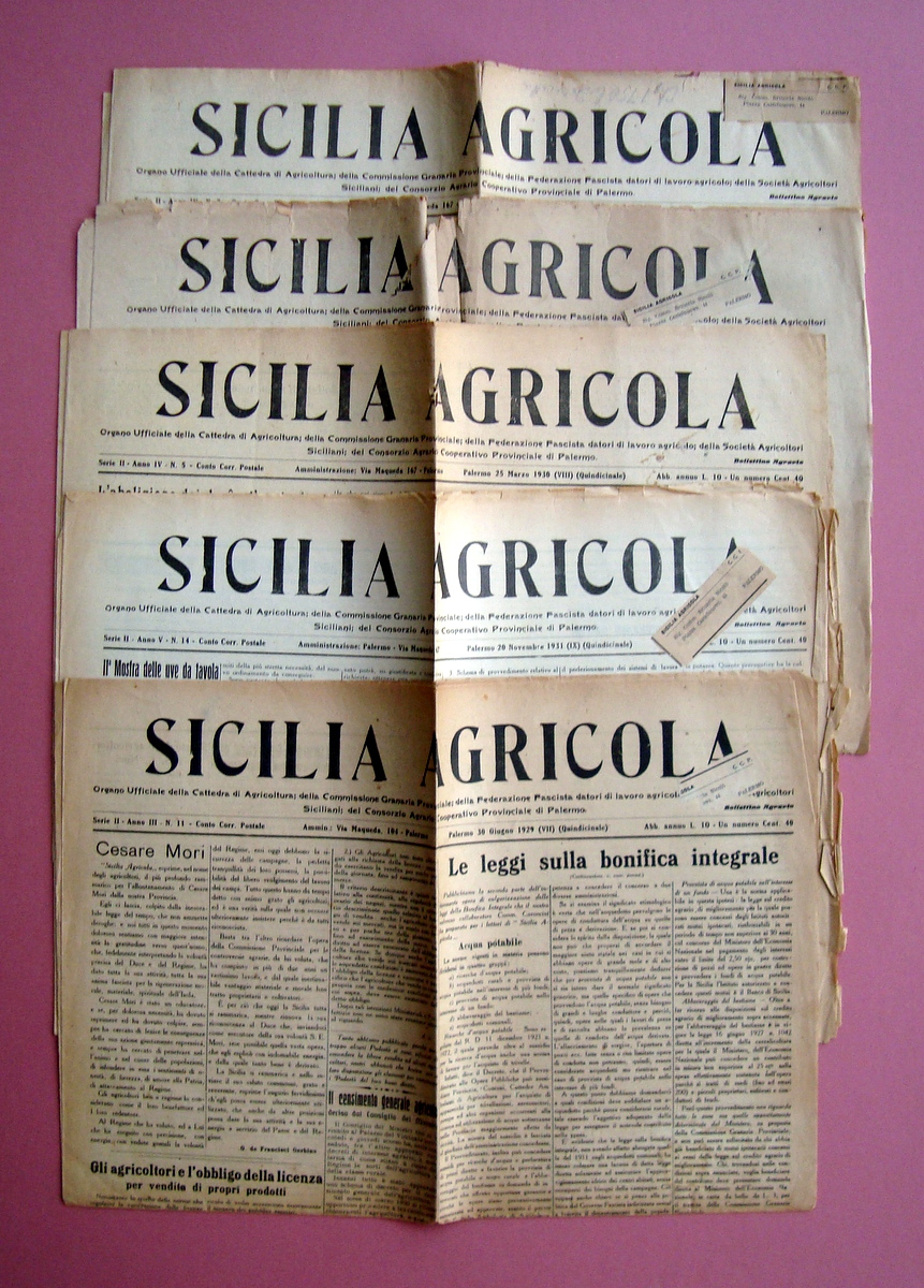 Sicilia Agricola Consorzio Cooperativo Palermo 5 numeri 1929-1930-1931