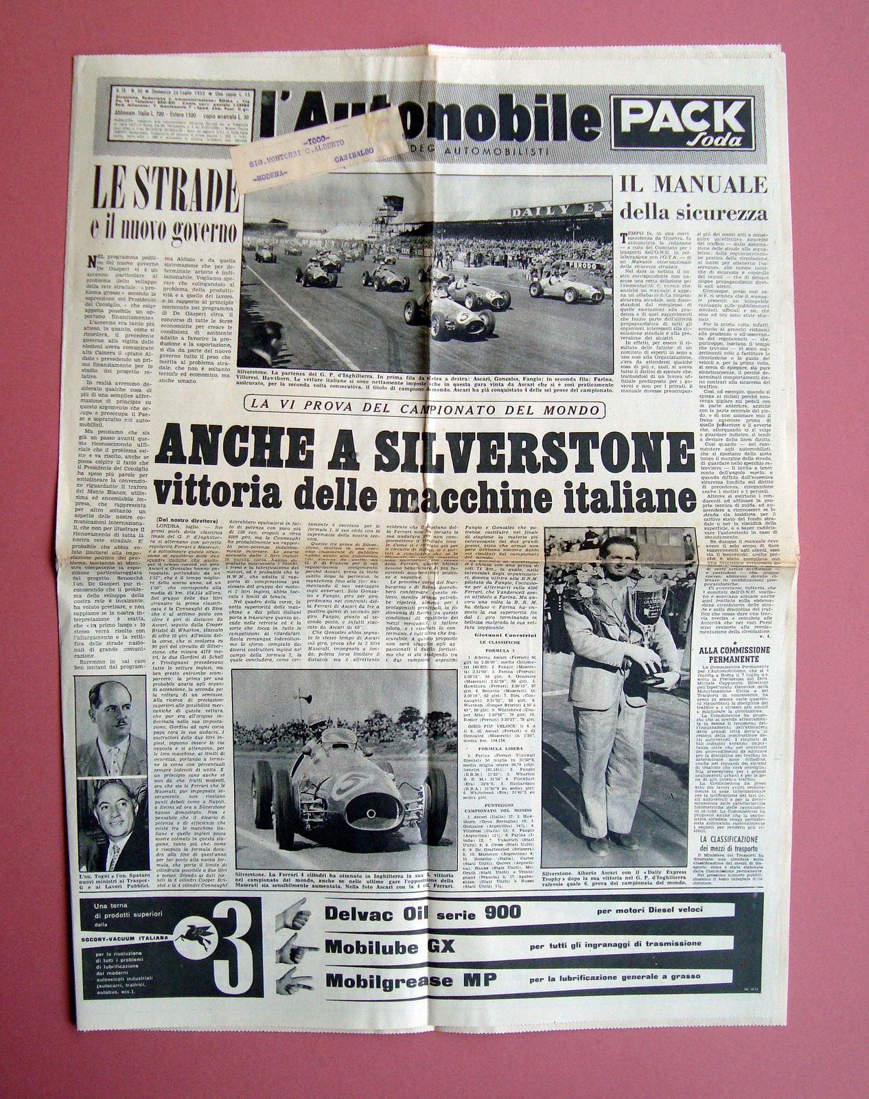 Silverstone L'Automobile 26 luglio1953 Ascari Gonzales Fangio Villoresi GP