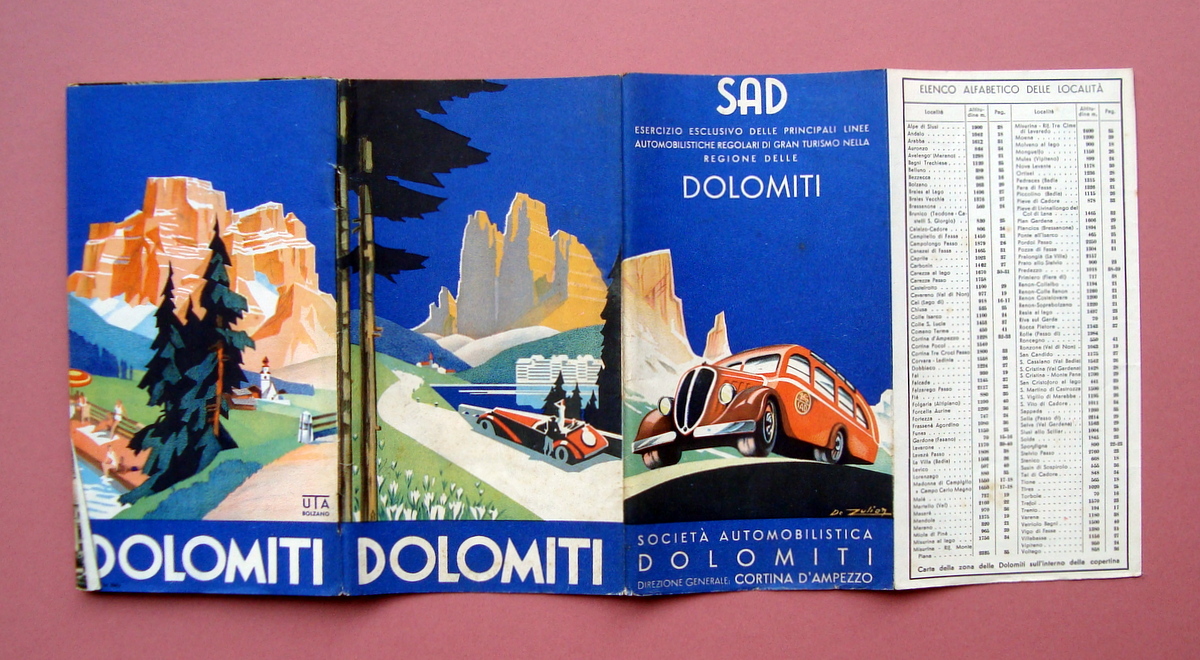 Societ‡ Automobilistica Dolomiti 1938 libretto turistico Cortina d'Ampezzo