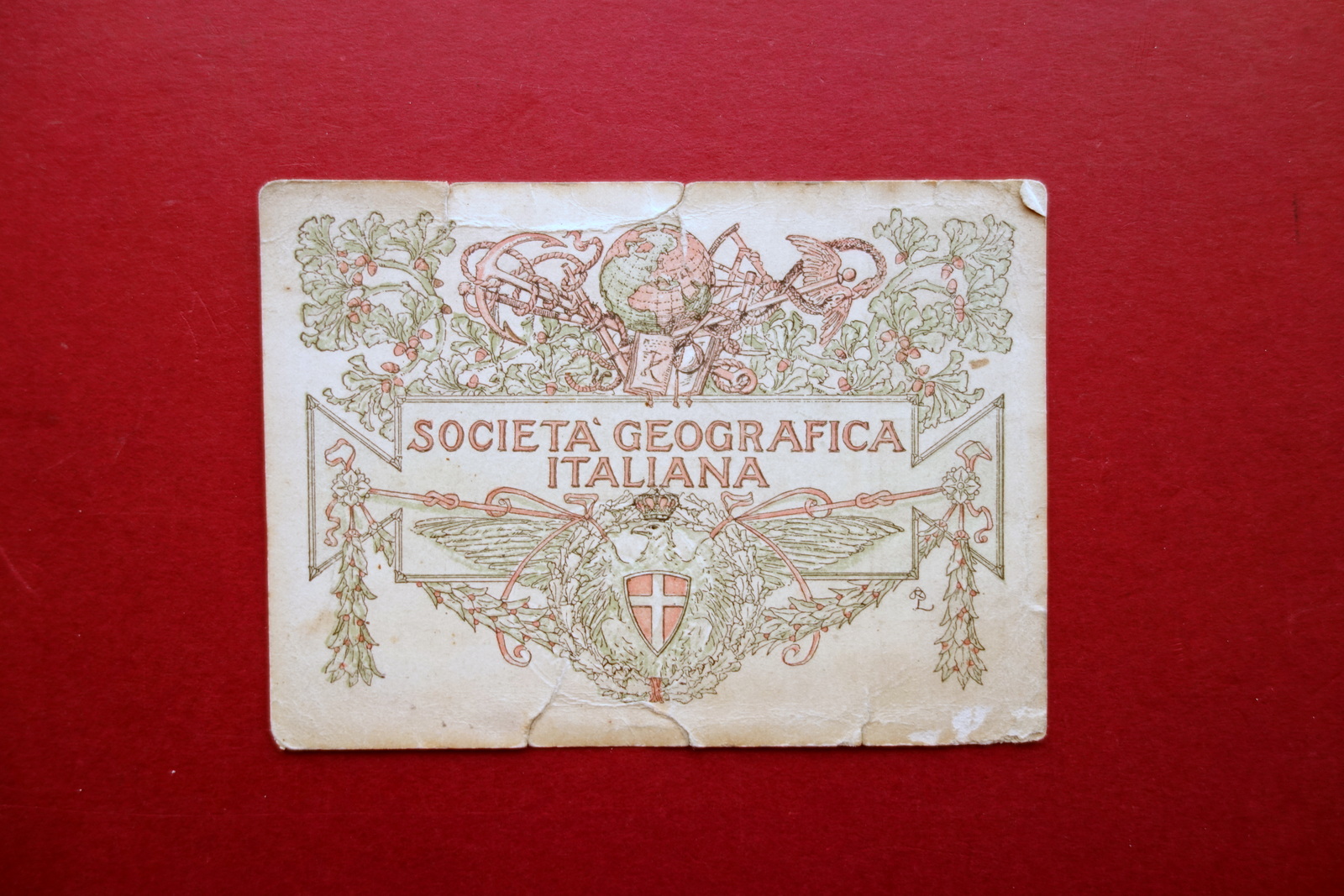 Societ‡ Geografica Italiana Tessera di Riconoscimento Bollini 1911-1915 Grafica