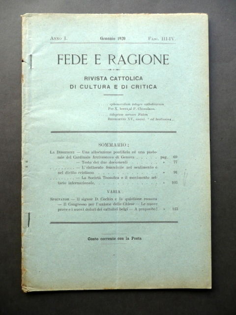 Societ‡ Teofisica Movimento Settario Internazionale Fede Religione Firenze 1920