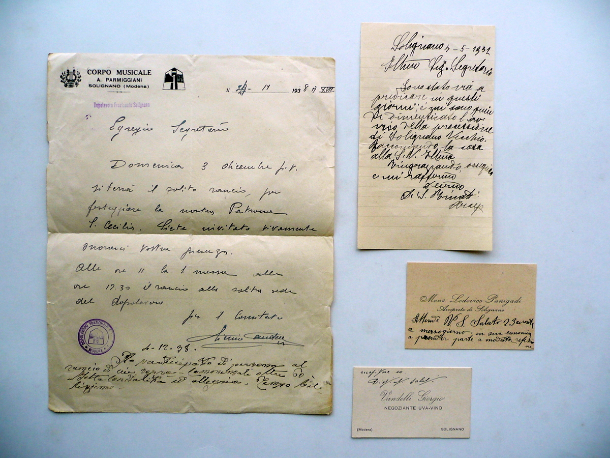 Solignano Modena Documenti Vari Corpo Musicale Parmiggiani Anni Trenta