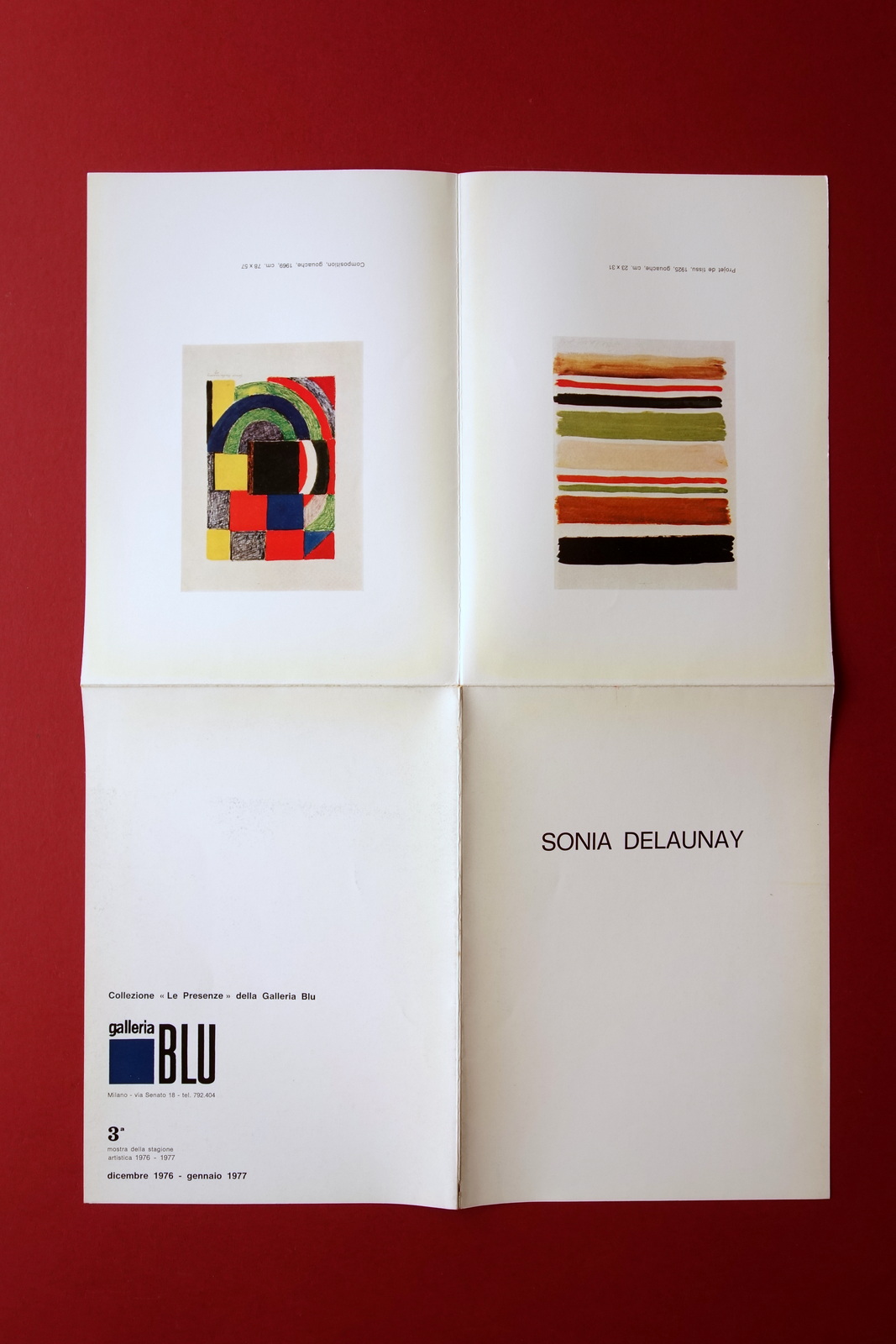 Sonia Delaunay Catalogo Brochure Pieghevole Galleria Blu Milano 1976 Avanguardia