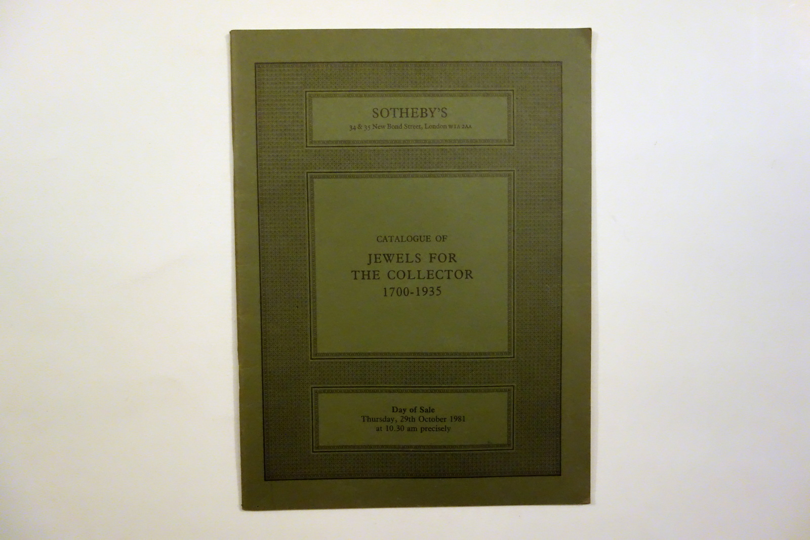 Sotheby Catalogo d'Asta Jewels for the Collector 1700-1935 London 1981