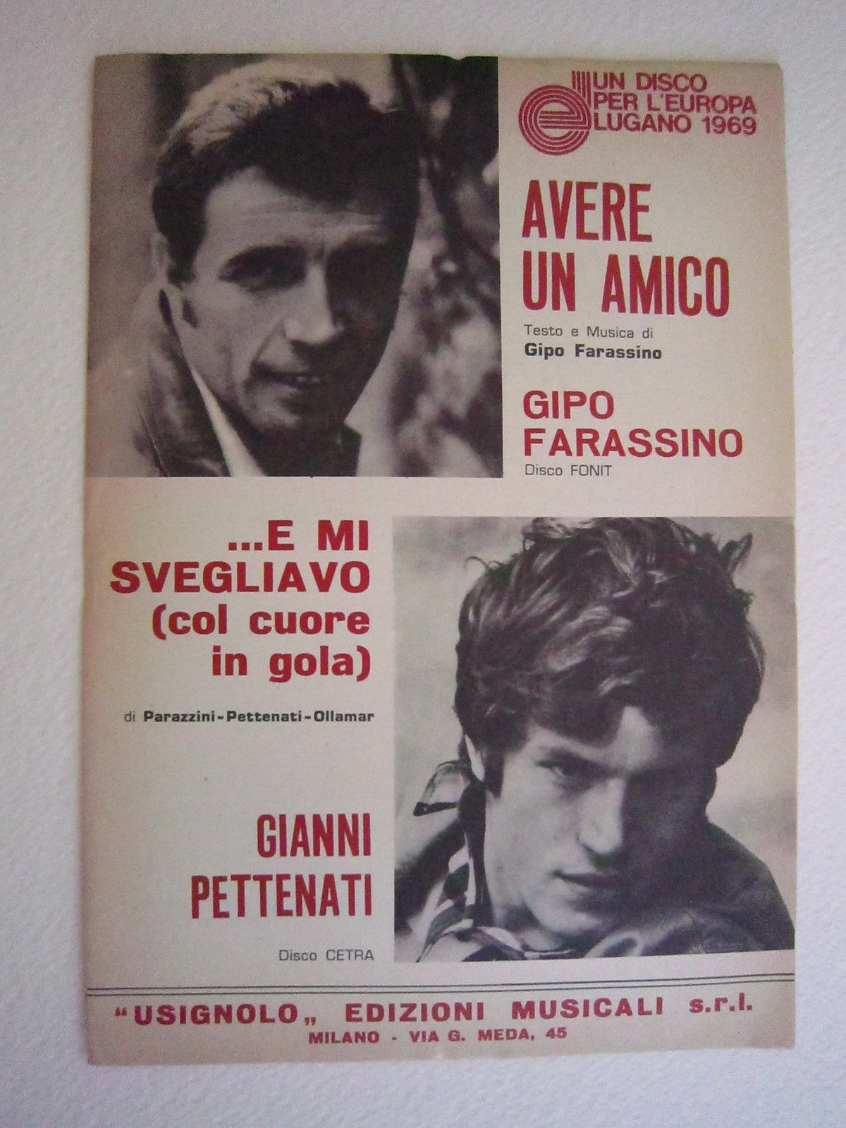Spartiti Musica Disco Per L'europa Gipo Farassino Avere Un Amico …
