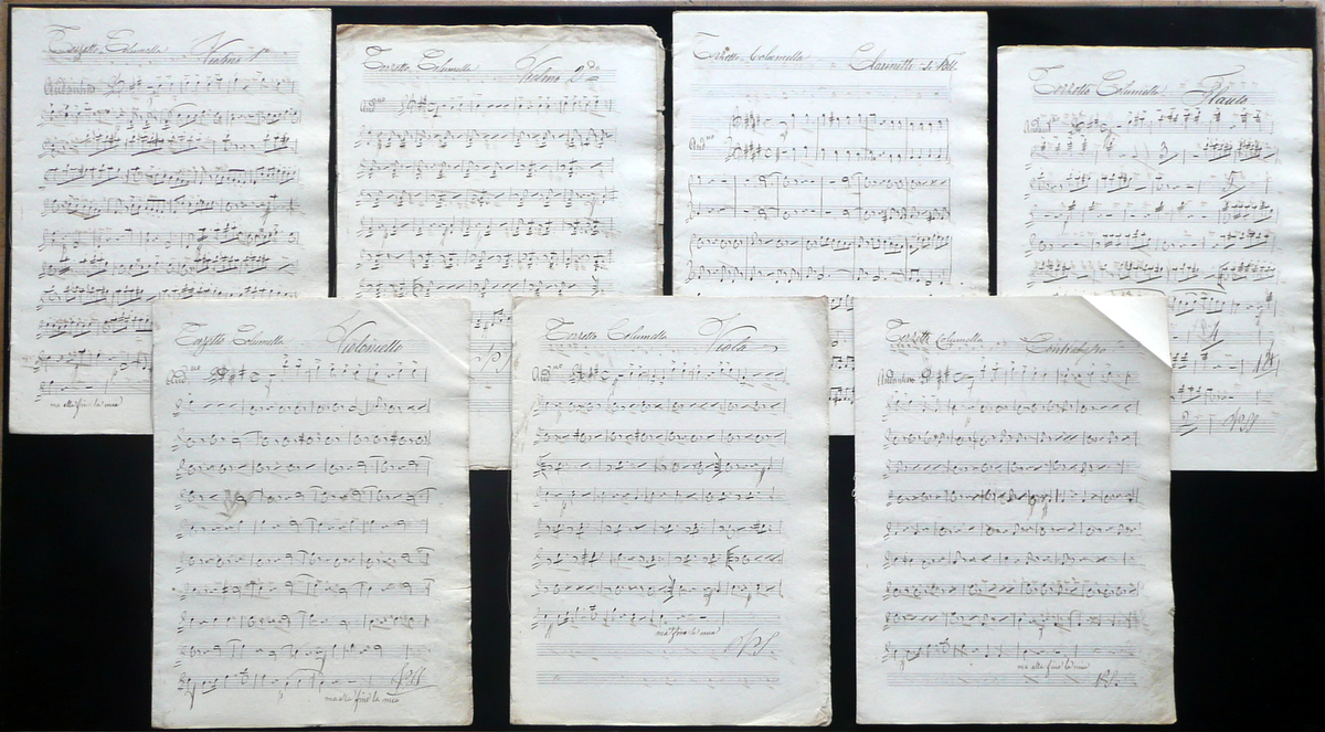Spartiti Terzetto Columella Violini Viola Contrabbasso Clarinetti Flauto Musica