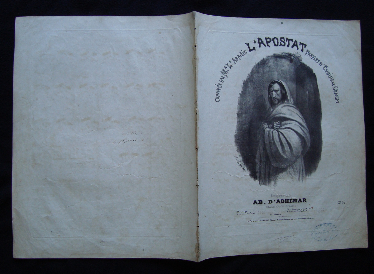 Spartito D Adhemar met‡ 800 L Apostat L Abadie