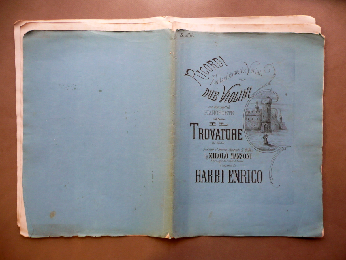 Spartito Fantasia Sopra Il Trovatore Verdi 2 Violini Barbi Trebbi …