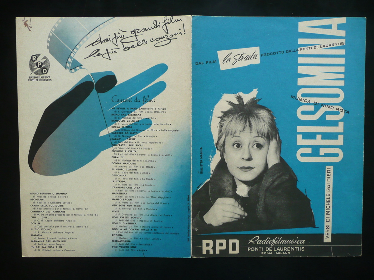 Spartito Gelsomina Nino Rota Galdieri Masina Dal Film La Strada …