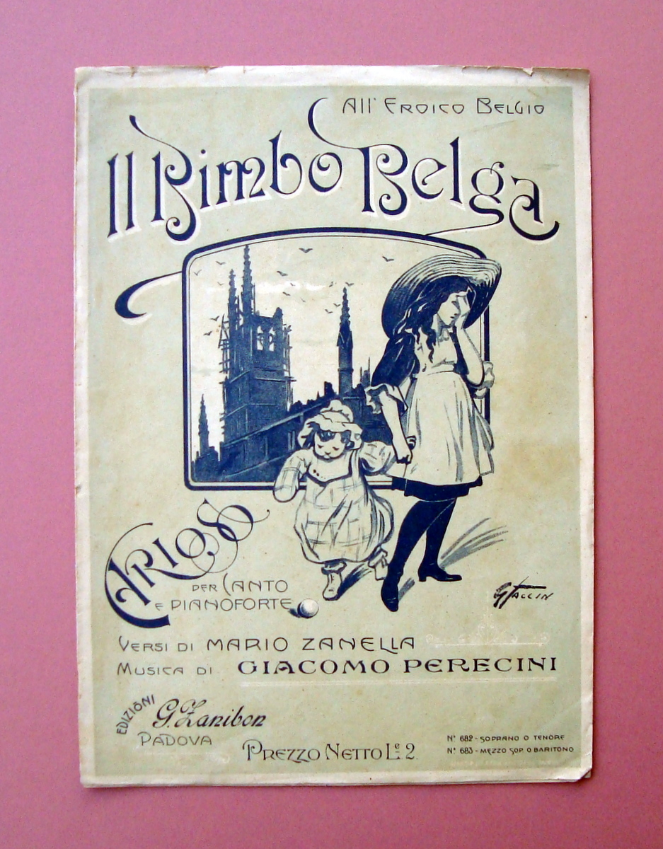 Spartito Il Bimbo Belga versi Zanella Musica Perecini Maestro Pigatti …